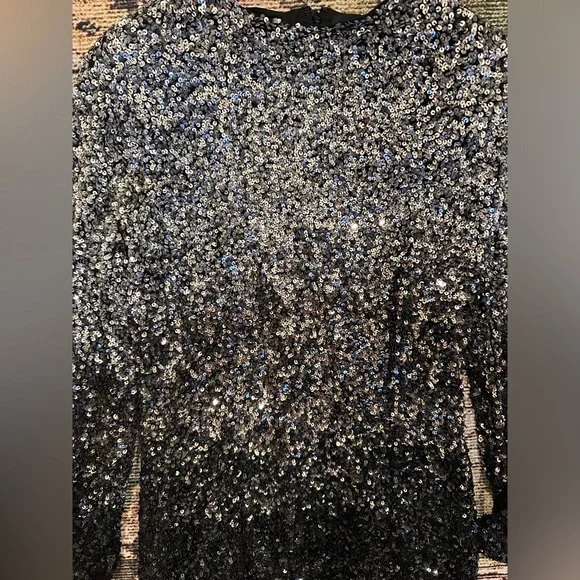 retrofete Sequins Ombre Nikki Party Mini Dress in Silver & Black - Picture 4 of 4